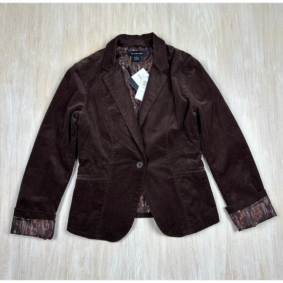NWT Calvin Klein Brown Corduroy Single Button Casual Western Minimalist Blazer M - Picture 1 of 16